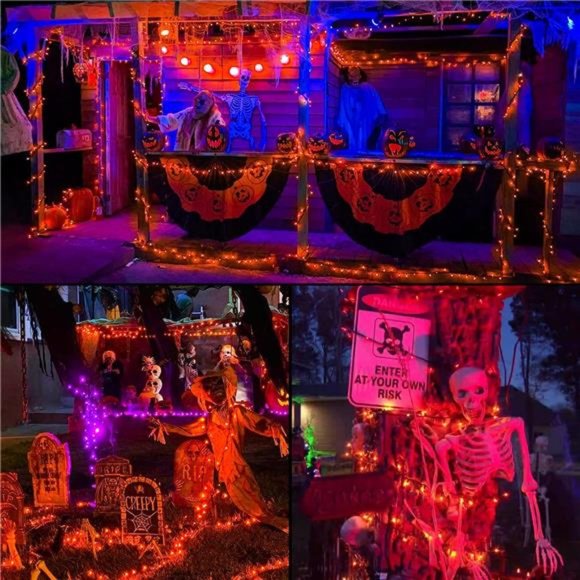 2 Pack 75.5ft Orange Solar Halloween Lights, Total 400 LED...